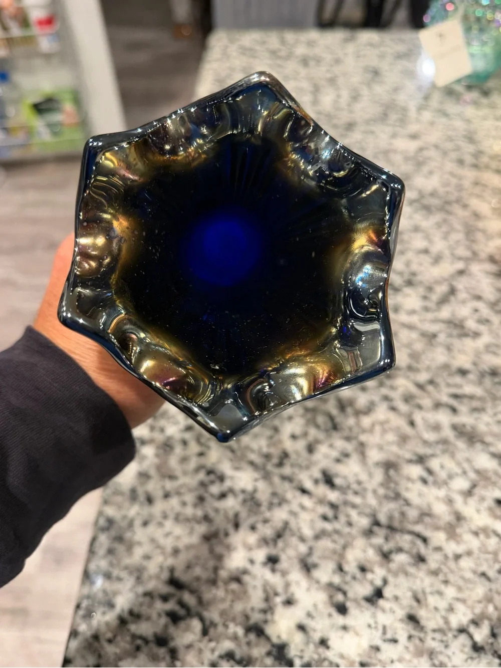 Fenton Iridescent Ribbed Carnival Glass Vase